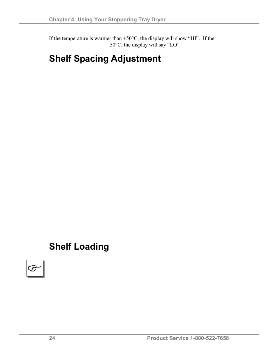 Shelf spacing adjustment, Shelf loading | Labconco FreeZone Stoppering Tray Dryers 79480 Series User Manual | Page 28 / 58