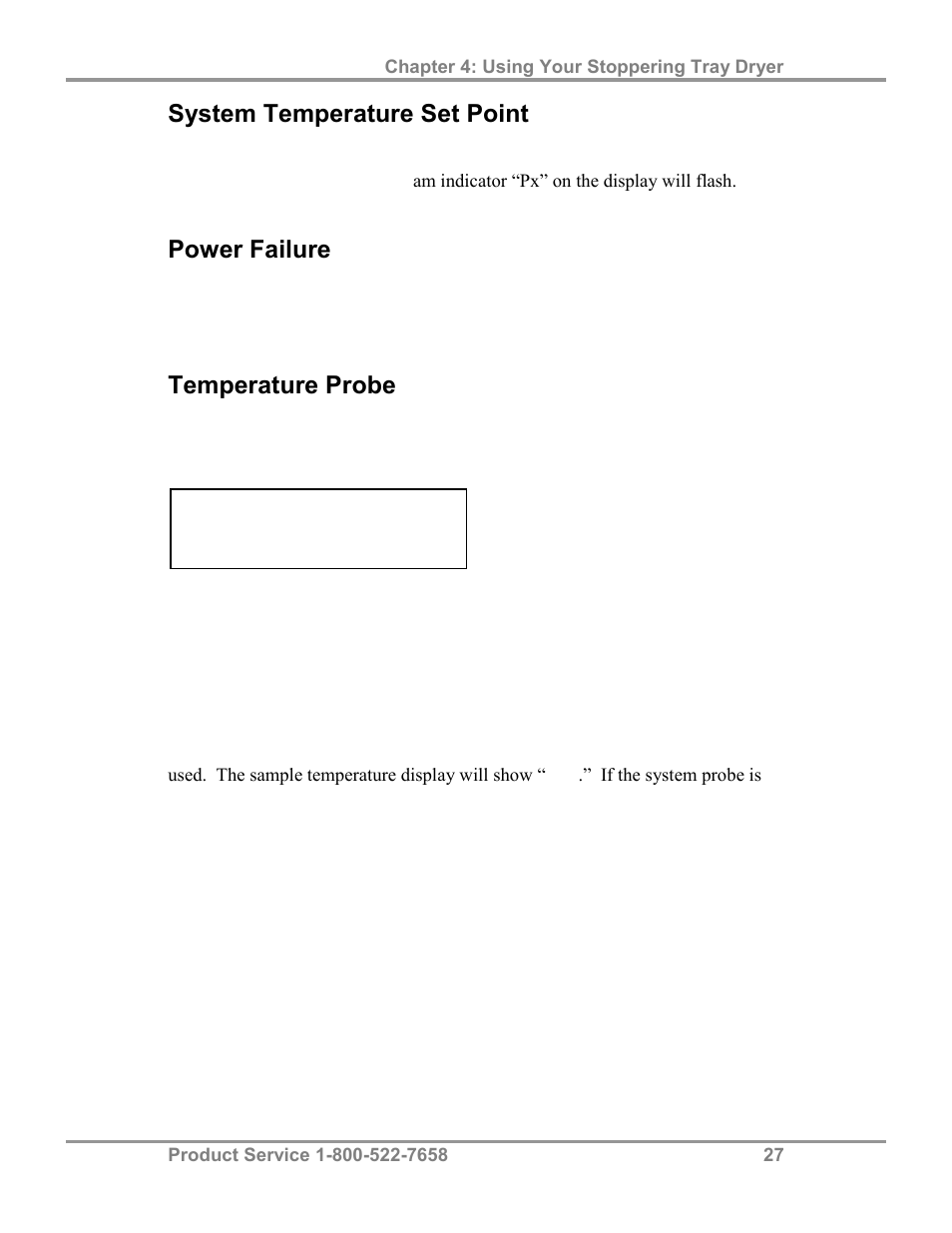 System temperature set point, Power failure, Temperature probe | Labconco FreeZone Stoppering Tray Dryers 79480 Series User Manual | Page 31 / 58
