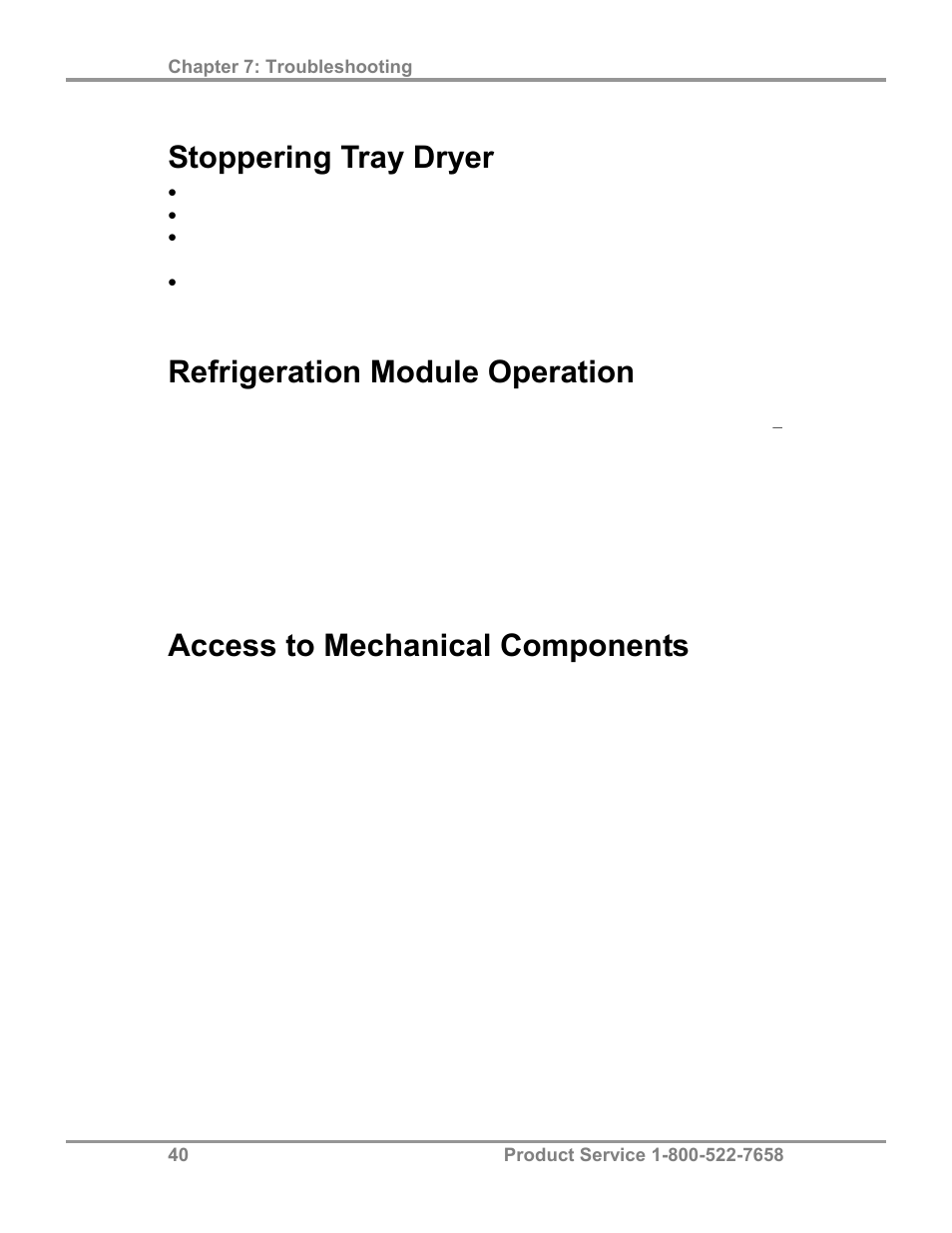 Stoppering tray dryer, Refrigeration module operation, Access to mechanical components | Labconco FreeZone Stoppering Tray Dryers 79480 Series User Manual | Page 44 / 58