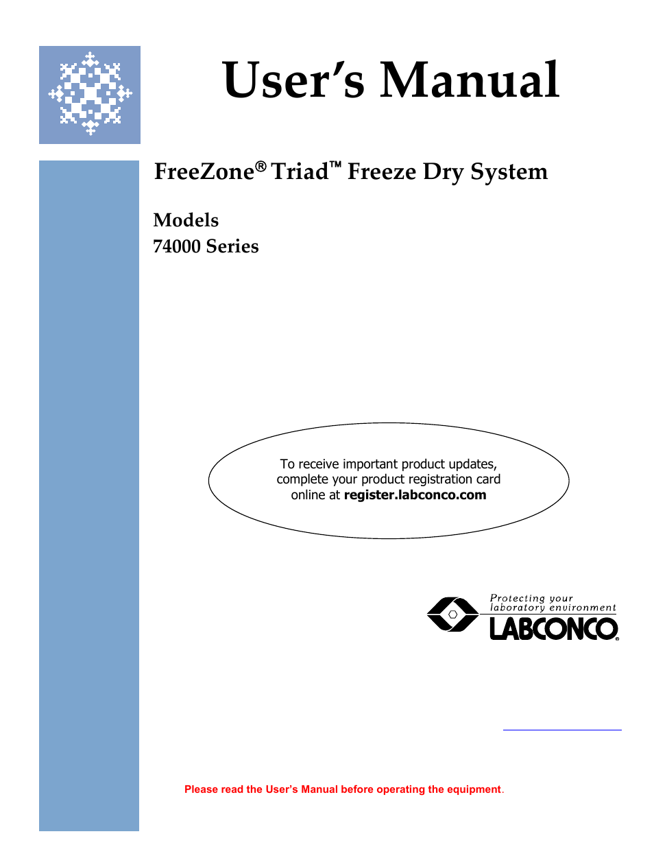 Labconco FreeZone Triad Freeze Dry System 74000 Series User Manual | 58 pages