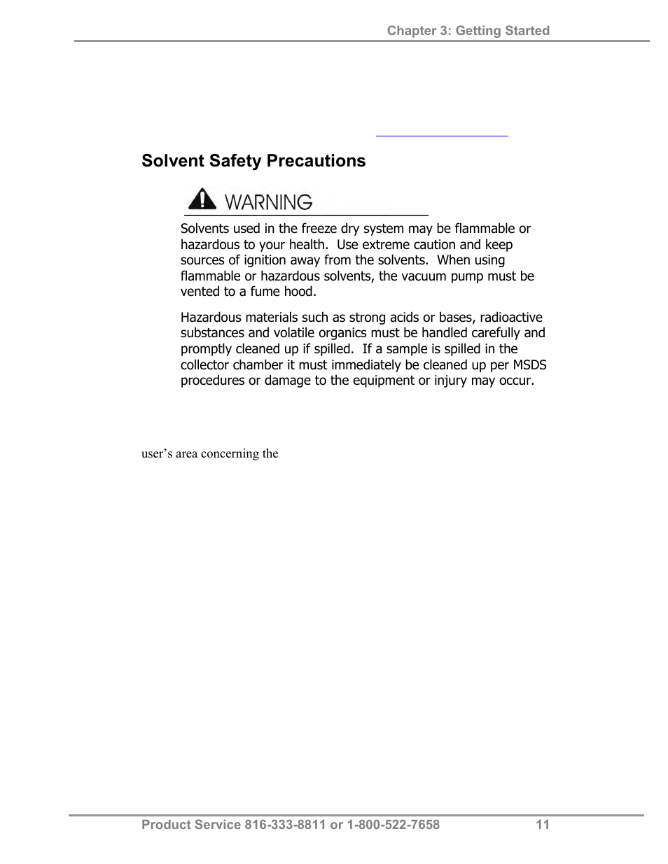 Solvent safety precautions | Labconco FreeZone Triad Freeze Dry System 74000 Series User Manual | Page 15 / 58