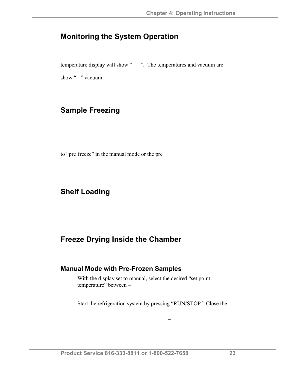 Monitoring the system operation, Sample freezing, Shelf loading | Freeze drying inside the chamber | Labconco FreeZone Triad Freeze Dry System 74000 Series User Manual | Page 27 / 58