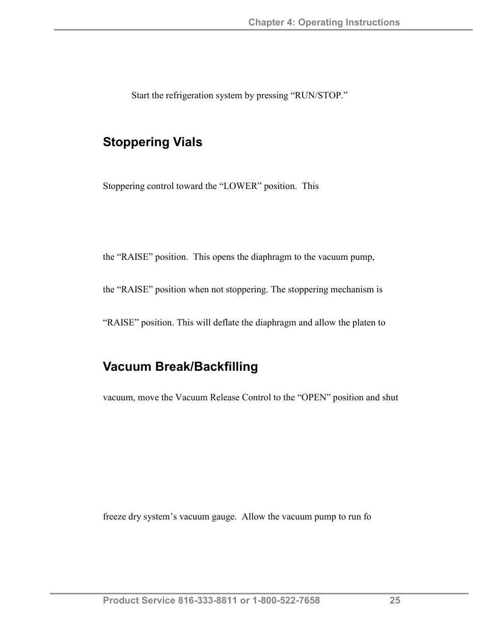 Stoppering vials, Vacuum break/backfilling | Labconco FreeZone Triad Freeze Dry System 74000 Series User Manual | Page 29 / 58