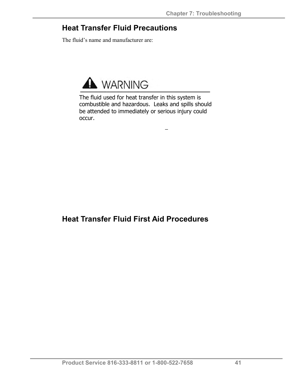 Heat transfer fluid precautions, Heat transfer fluid first aid procedures | Labconco FreeZone Triad Freeze Dry System 74000 Series User Manual | Page 45 / 58