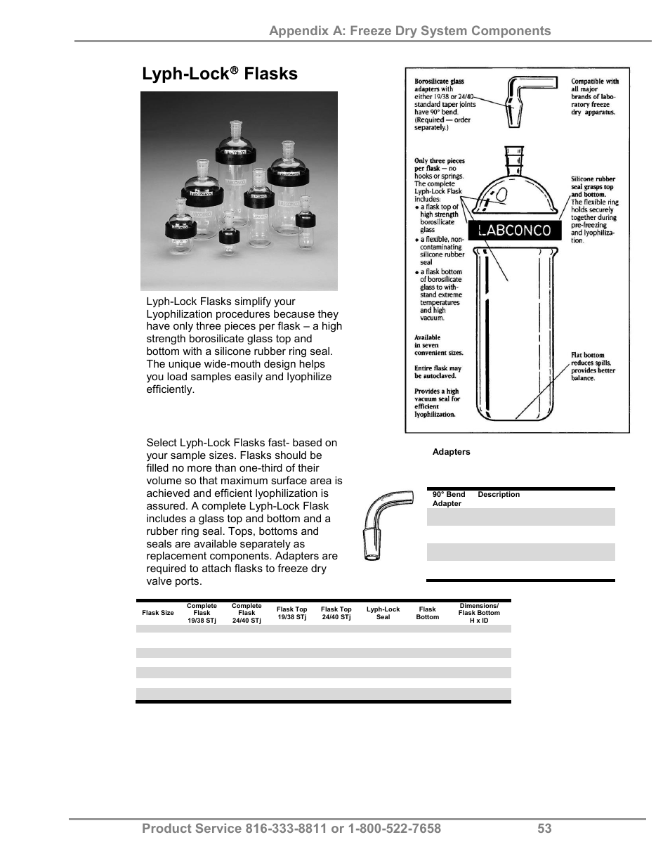 Lyph-lock, Flasks | Labconco FreeZone Triad Freeze Dry System 74000 Series User Manual | Page 57 / 58