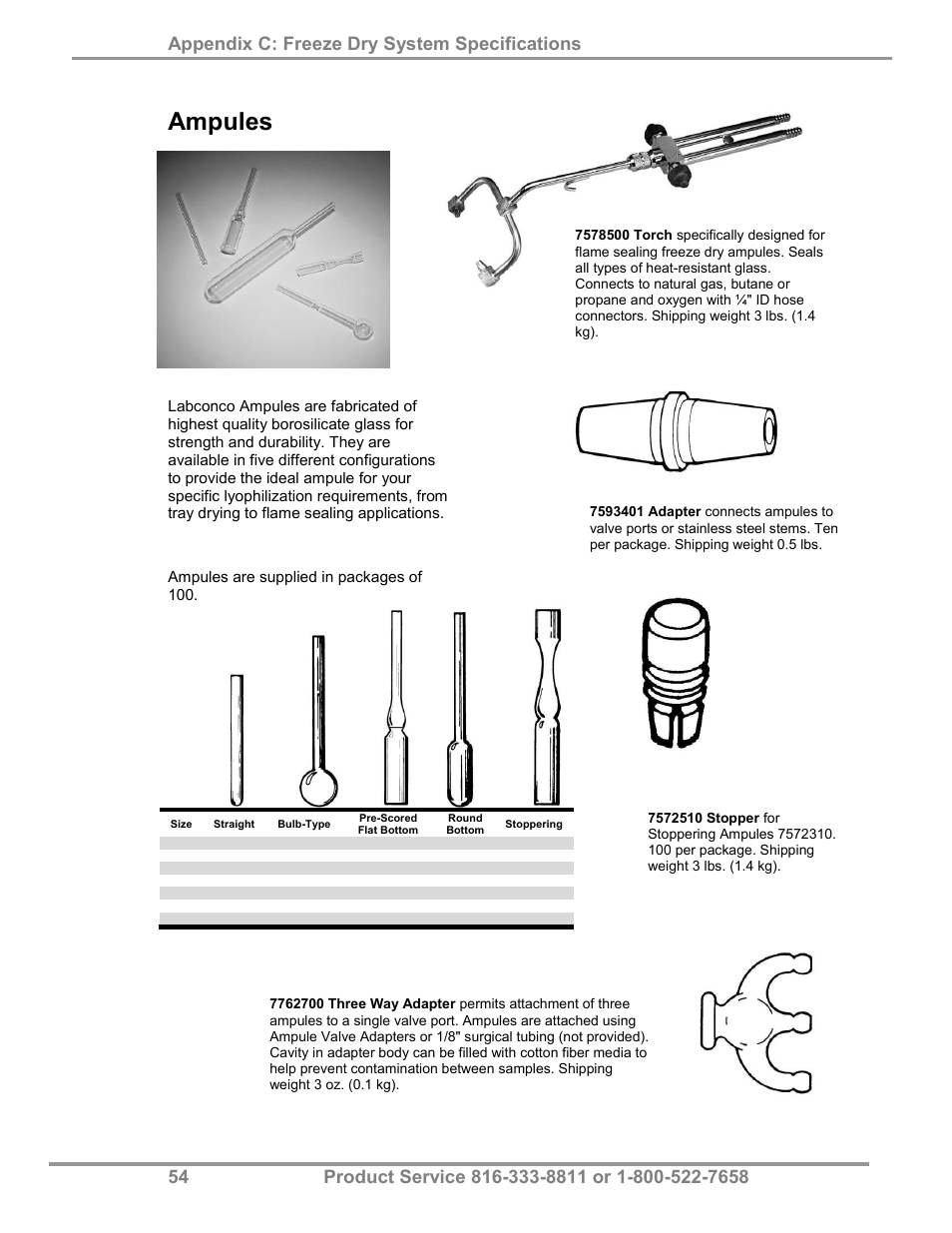 Ampules | Labconco FreeZone Triad Freeze Dry System 74000 Series User Manual | Page 58 / 58