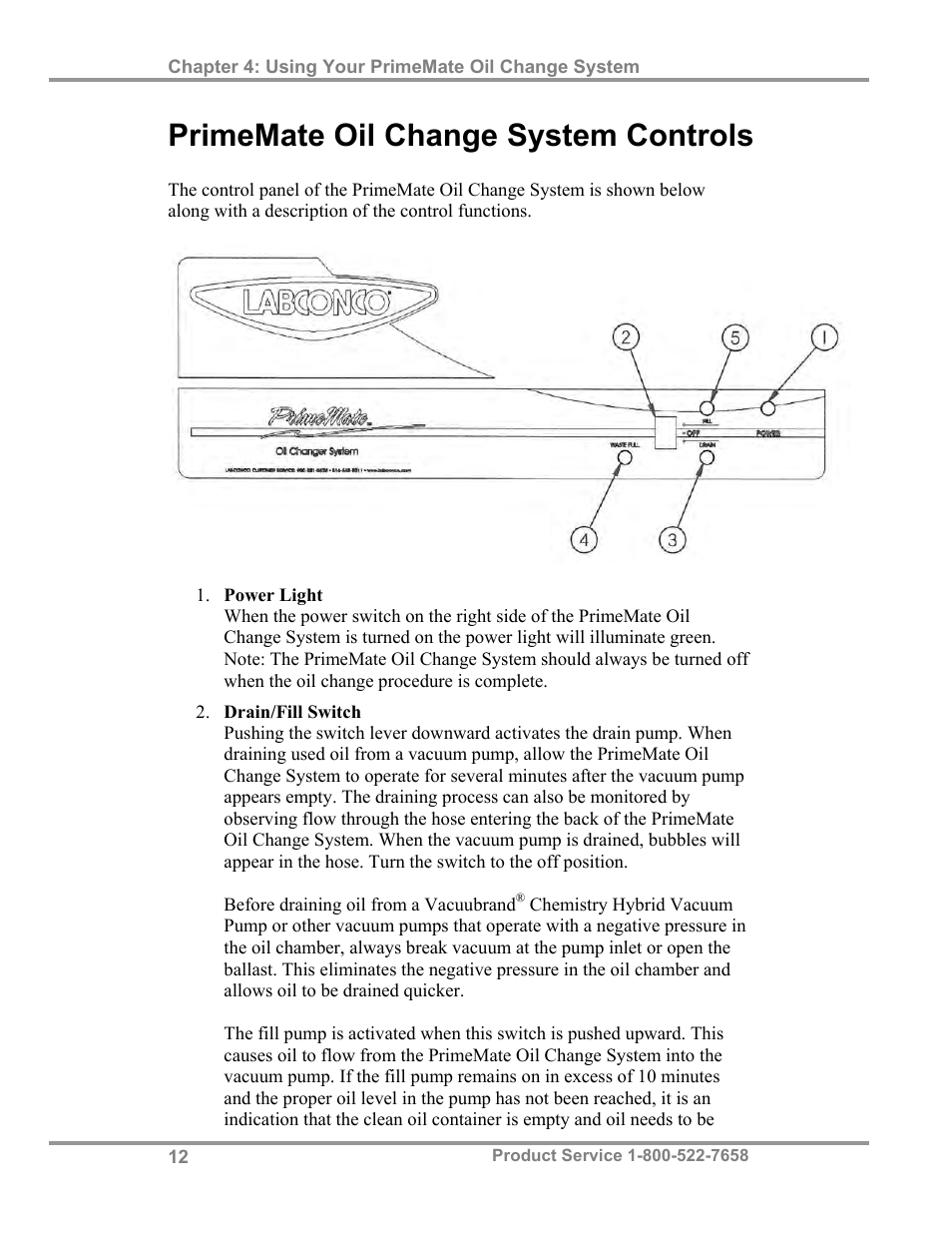 Primemate oil change system controls | Labconco PrimeMate Oil Change System 73570 Series User Manual | Page 16 / 30