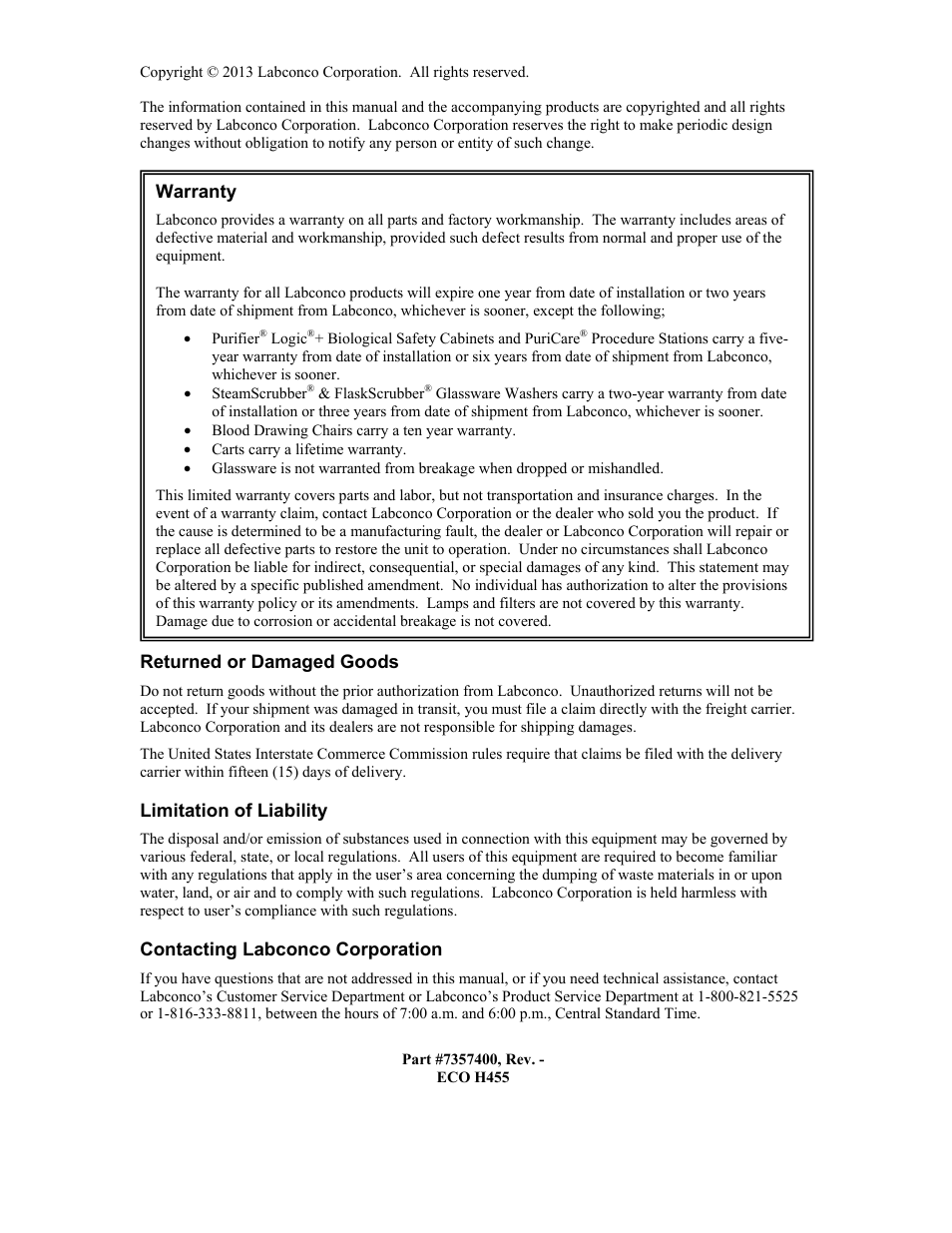 Labconco PrimeMate Oil Change System 73570 Series User Manual | Page 2 / 30