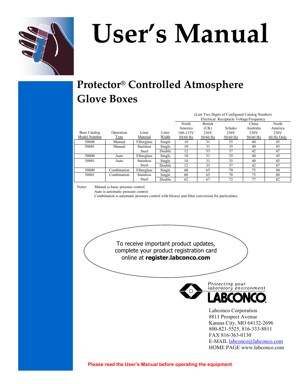 Labconco Protector Controlled Atmosphere Glove Box User Manual | 80 pages