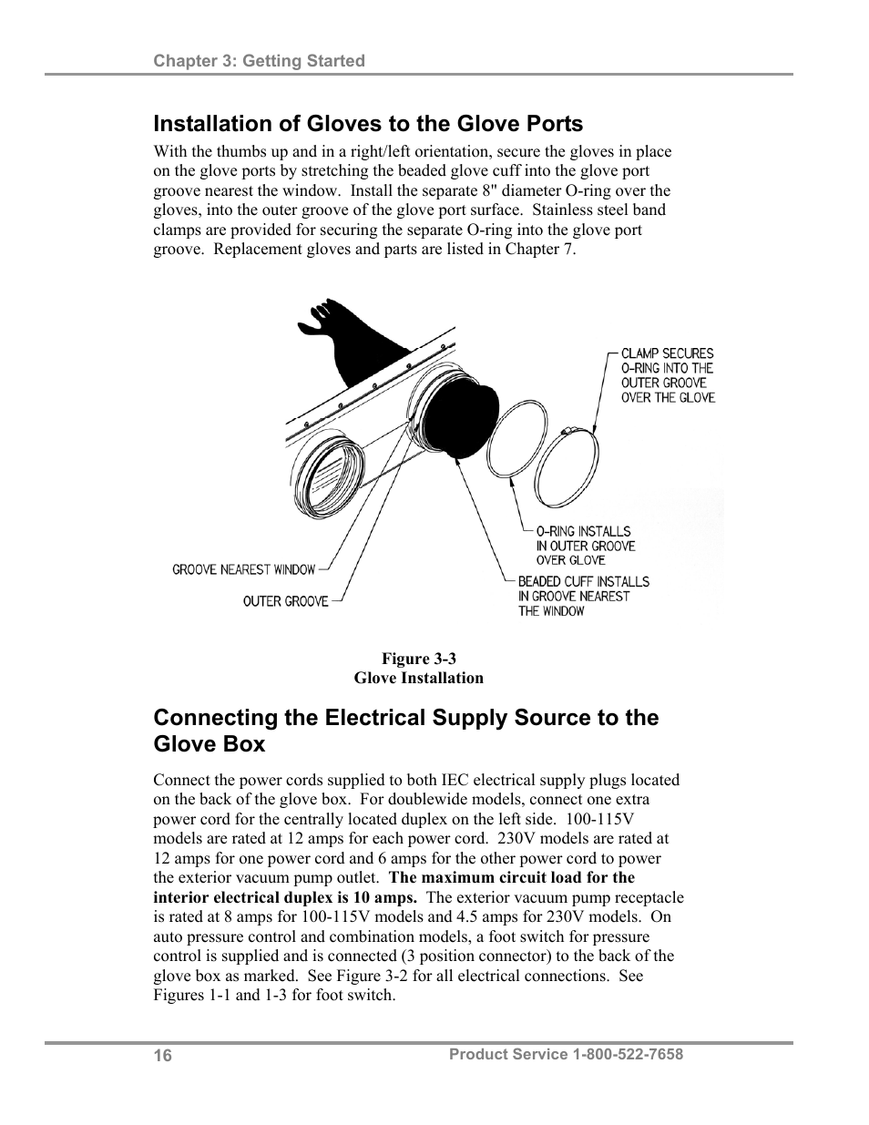 Installation of gloves to the glove ports | Labconco Protector Controlled Atmosphere Glove Box User Manual | Page 20 / 80