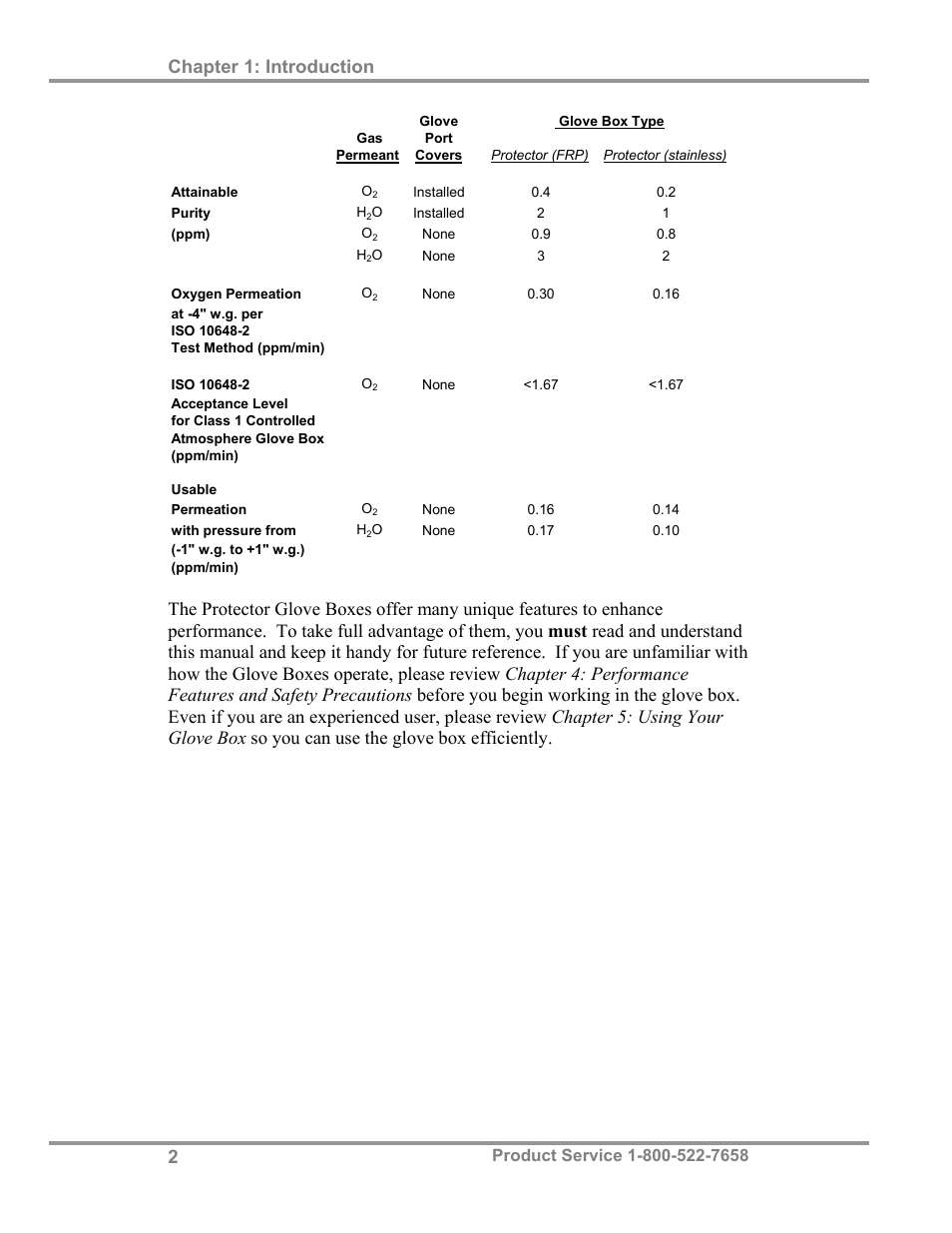 Chapter 1: introduction | Labconco Protector Controlled Atmosphere Glove Box User Manual | Page 6 / 80