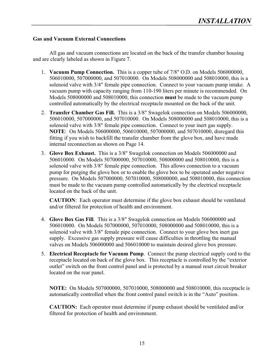 Installation | Labconco Protector Controlled Atmosphere Glove Boxes 5080102 User Manual | Page 14 / 53