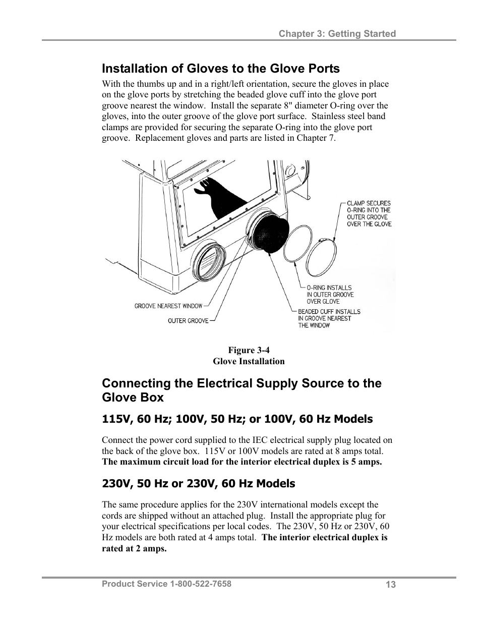Installation of gloves to the glove ports | Labconco Precise Controlled Atmosphere and Basic Glove Boxes 5220131 User Manual | Page 17 / 63