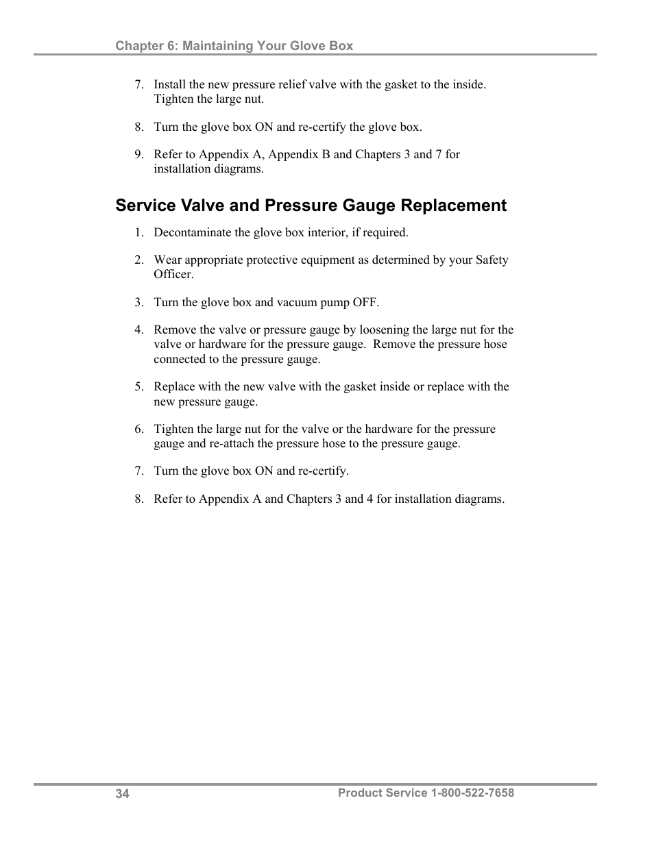 Service valve and pressure gauge replacement | Labconco Precise Controlled Atmosphere and Basic Glove Boxes 5220131 User Manual | Page 38 / 63