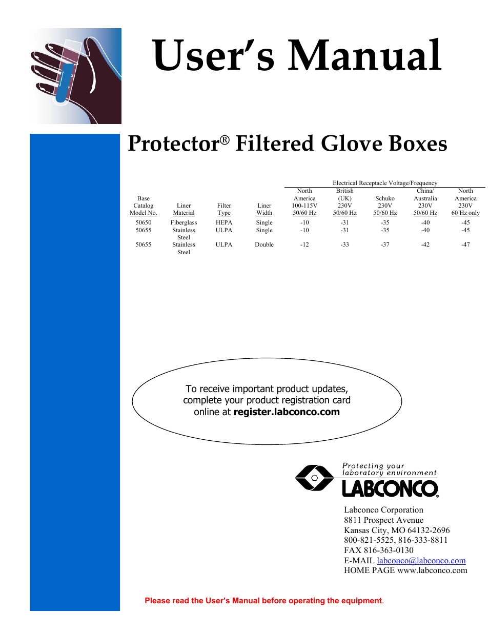 Labconco Protector Filtered Glove Box User Manual | 68 pages