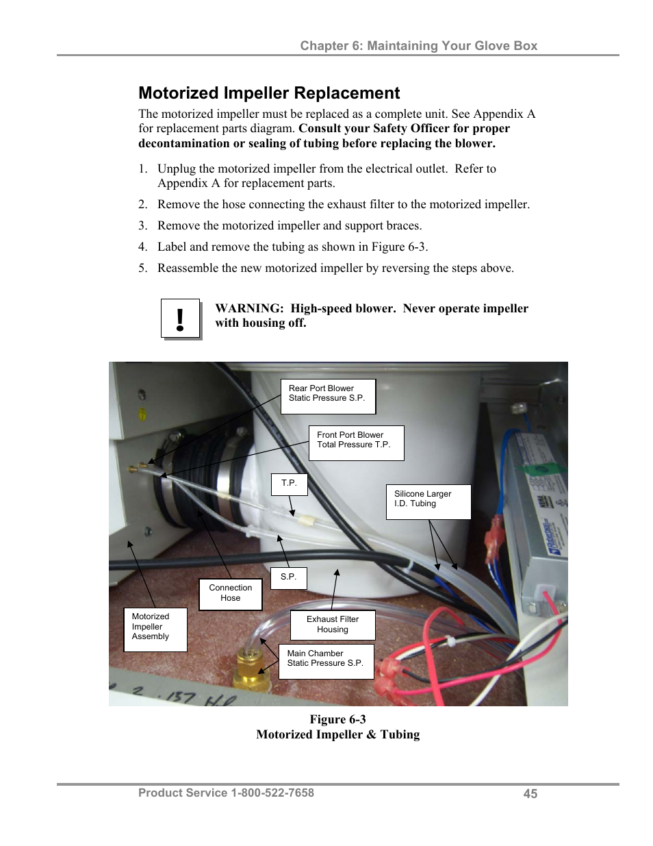 Motorized impeller replacement | Labconco Protector Filtered Glove Box User Manual | Page 49 / 68
