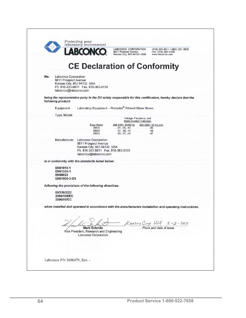 Labconco Protector Filtered Glove Box User Manual | Page 68 / 68