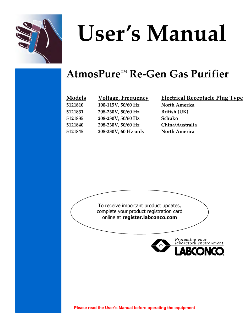 Labconco AtmosPure Re-Gen Gas Purifiers 5121845 User Manual | 59 pages