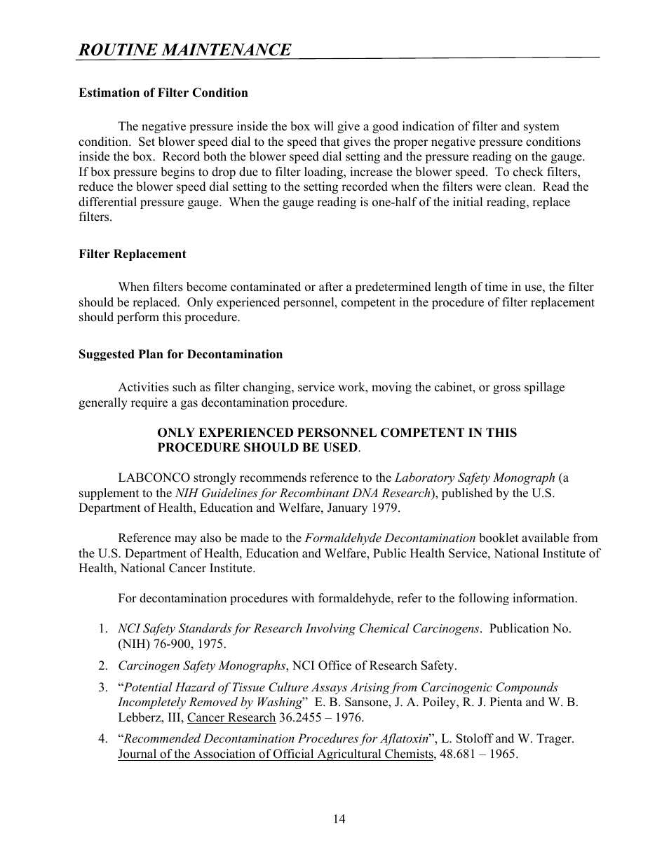 Routine maintenance | Labconco Protector Multi-Hazard Glove Box 5065502 User Manual | Page 13 / 31