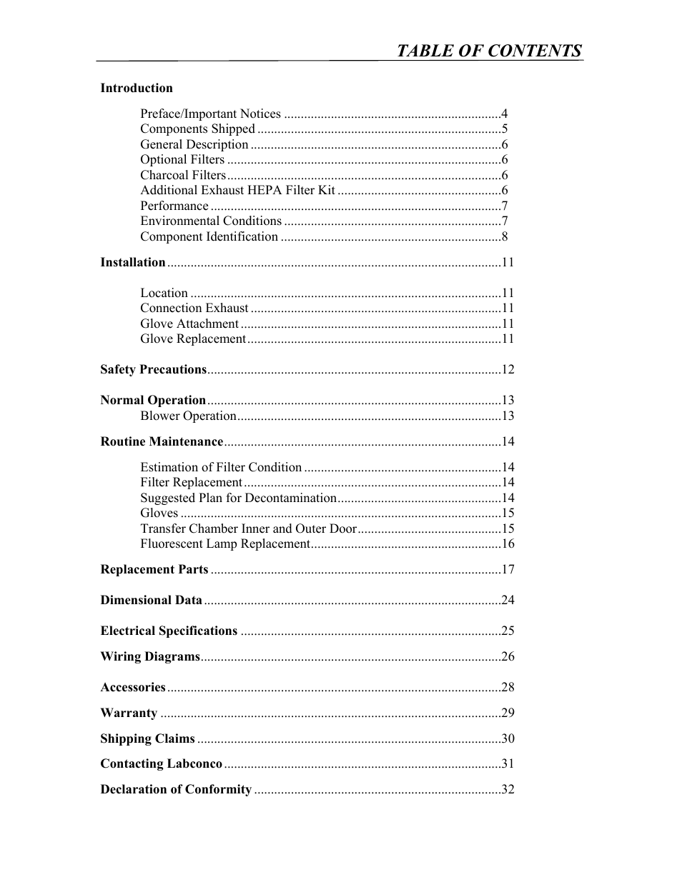 Labconco Protector Multi-Hazard Glove Box 5065502 User Manual | Page 2 / 31