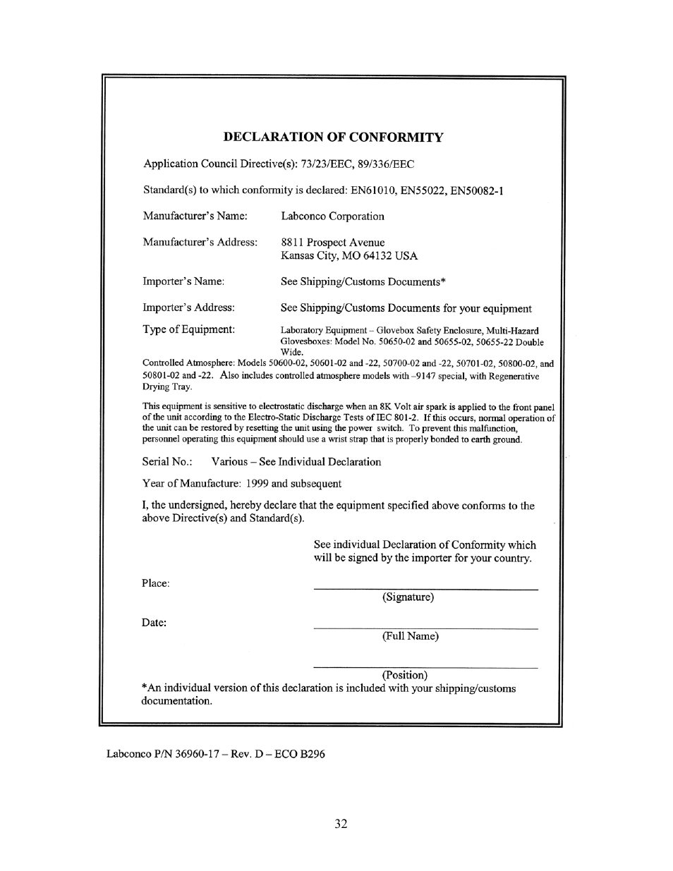 Labconco Protector Multi-Hazard Glove Box 5065502 User Manual | Page 31 / 31