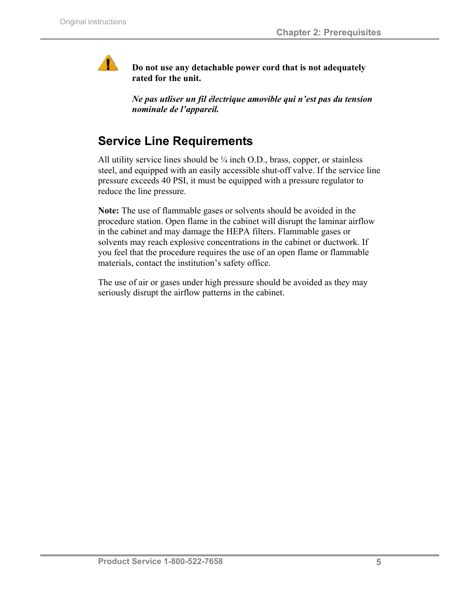 Service line requirements | Labconco PuriCare Procedure Stations 31261 Series User Manual | Page 11 / 62