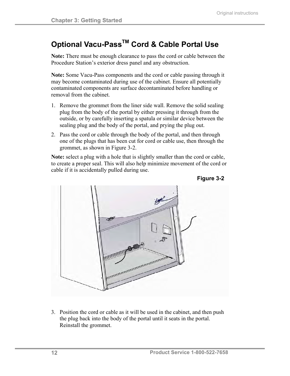 Optional vacu-pass, Cord & cable portal use | Labconco PuriCare Procedure Stations 31261 Series User Manual | Page 18 / 62