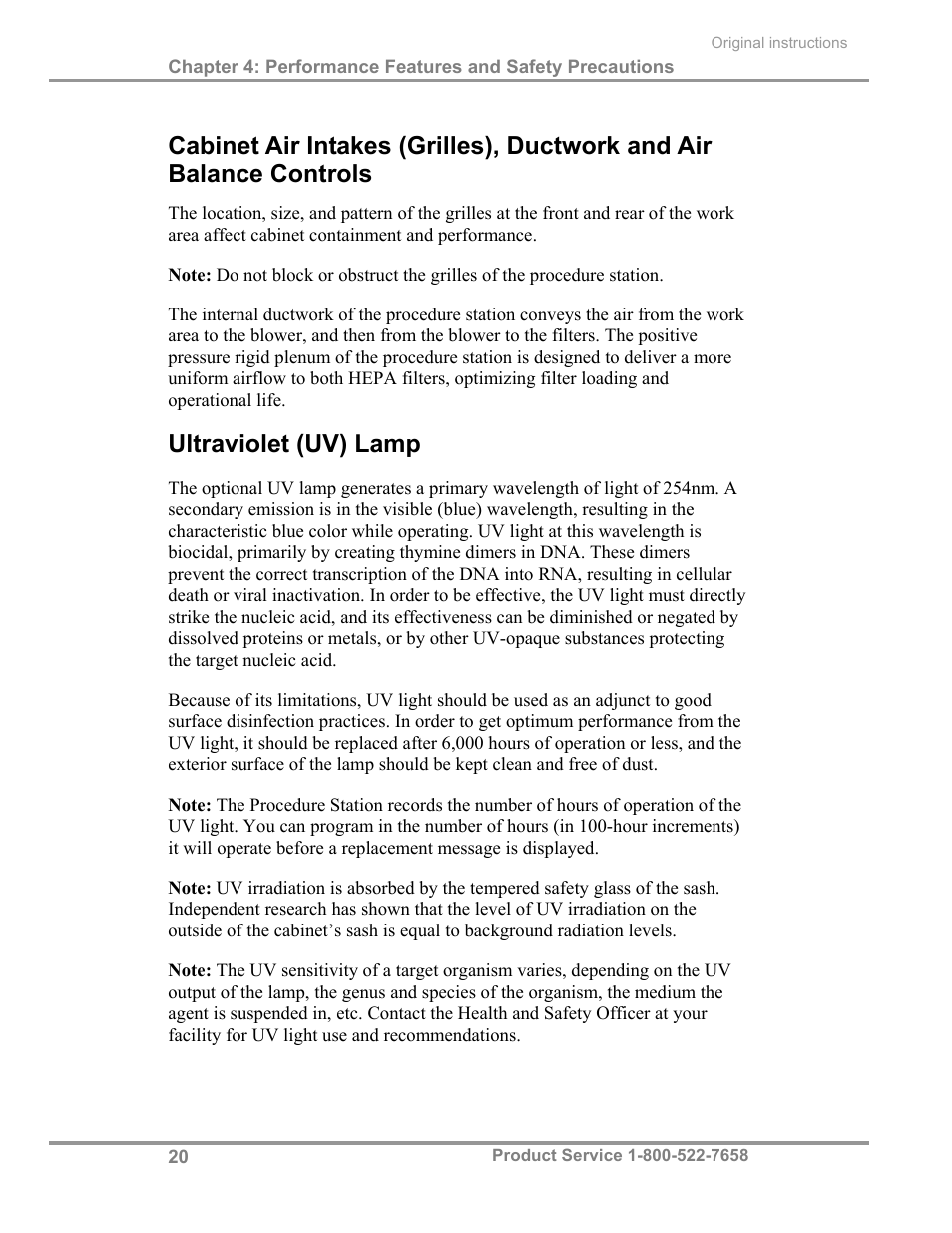 Ultraviolet (uv) lamp | Labconco PuriCare Procedure Stations 31261 Series User Manual | Page 26 / 62