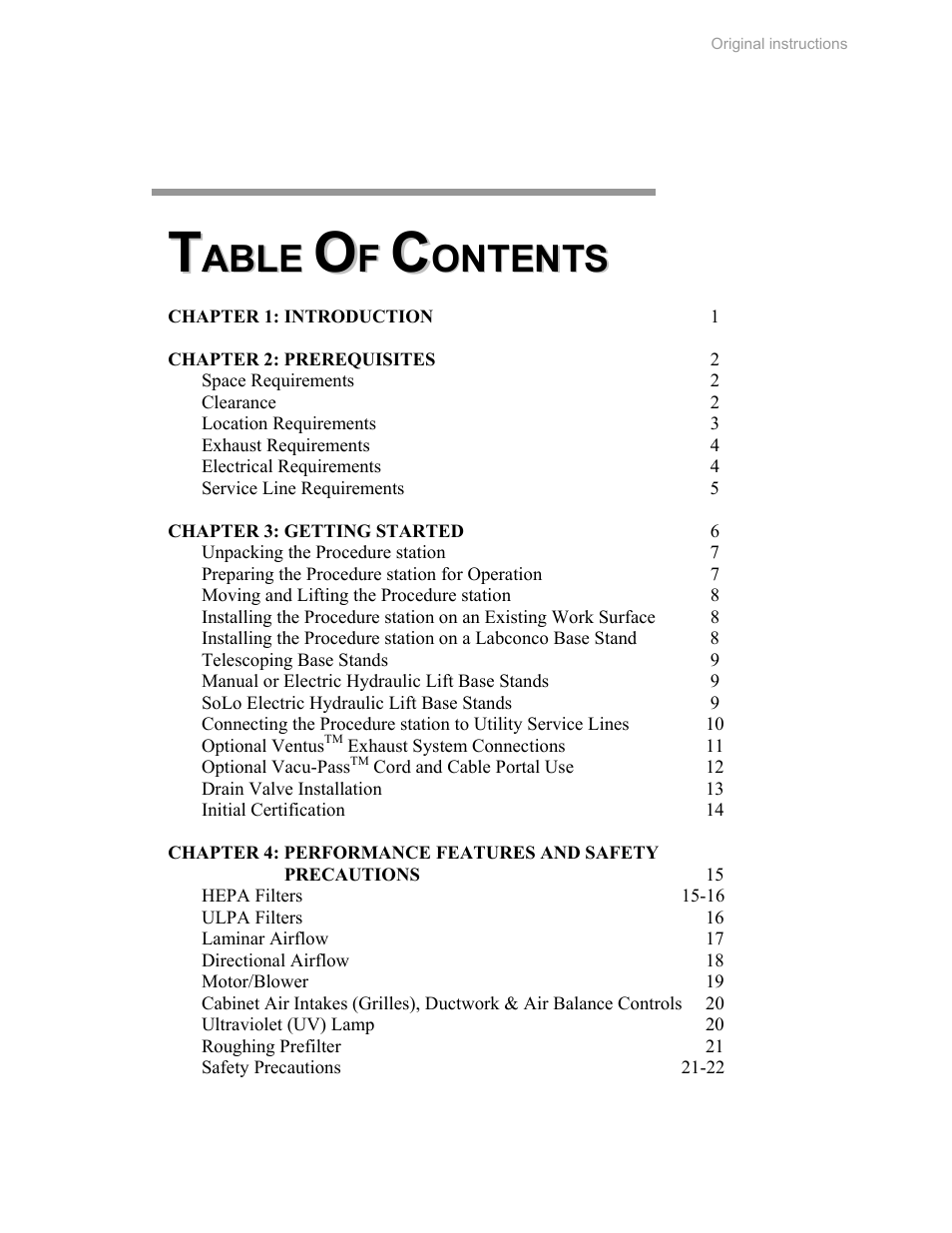 Labconco PuriCare Procedure Stations 31261 Series User Manual | Page 4 / 62