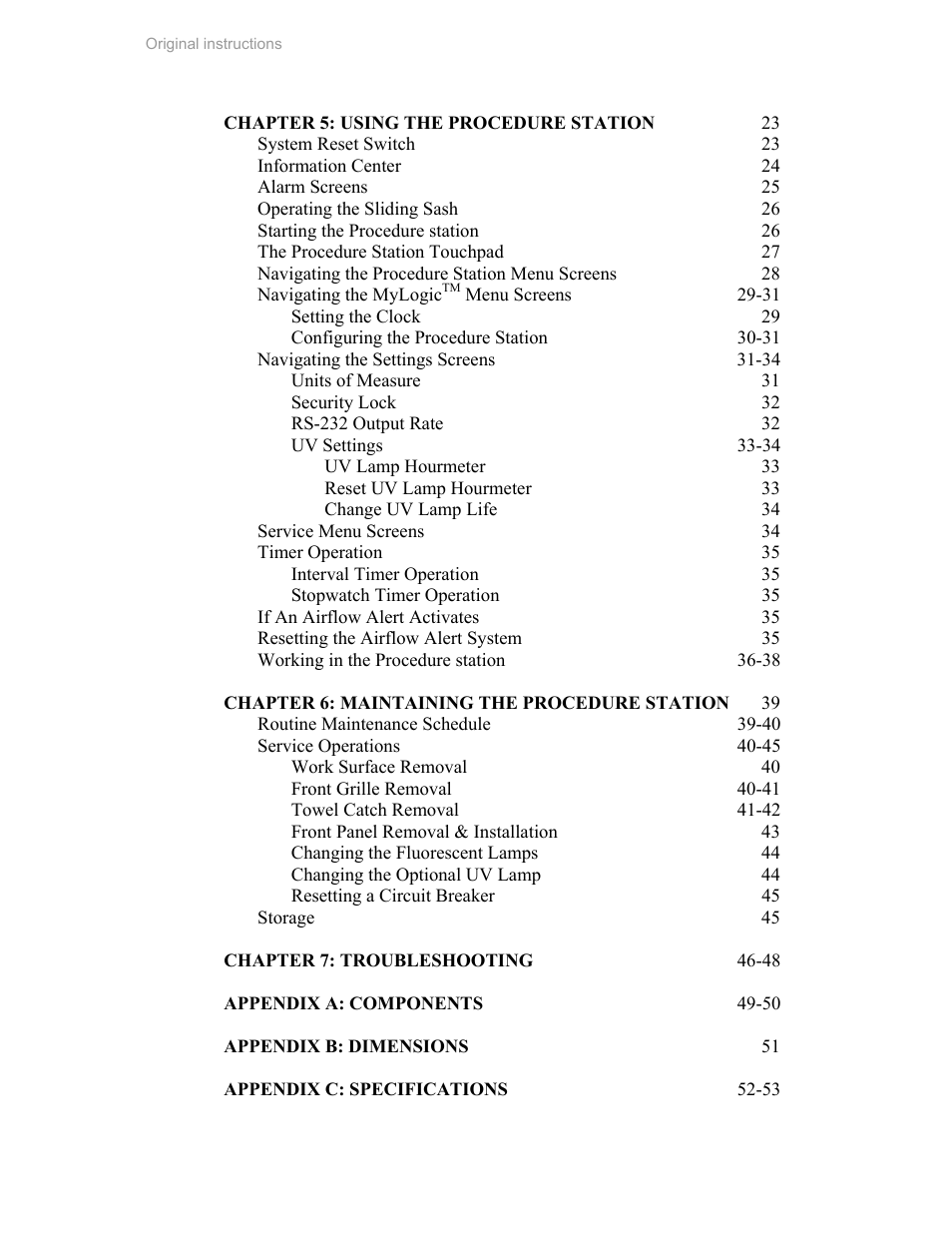 Labconco PuriCare Procedure Stations 31261 Series User Manual | Page 5 / 62
