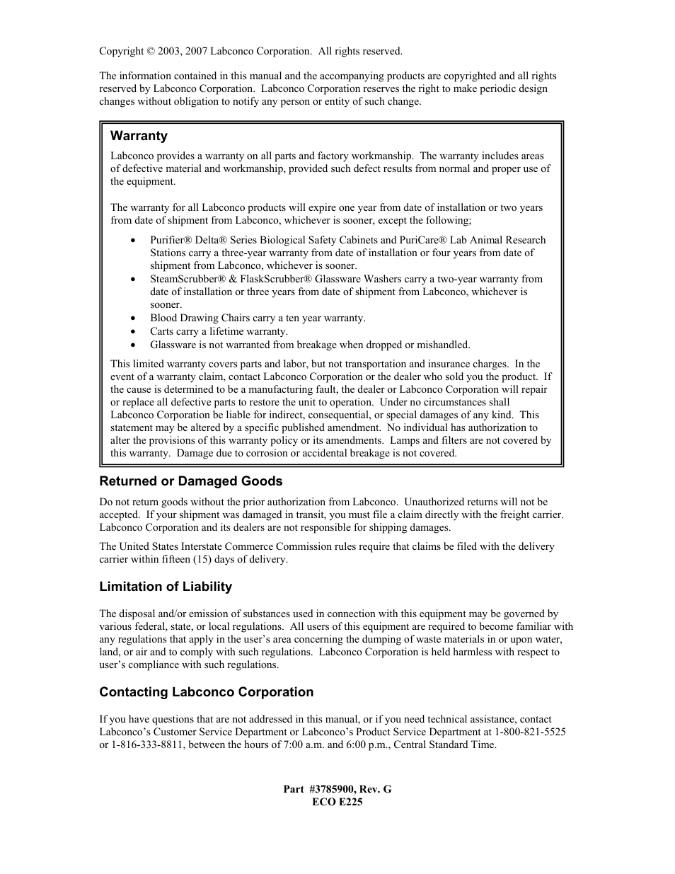 Labconco PuriCare Bedding Disposal Stations 3840020 User Manual | Page 2 / 59