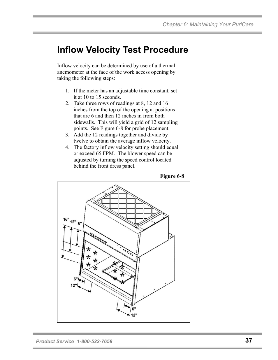 Inflow velocity test procedure | Labconco PuriCare Bedding Disposal Stations 3840020 User Manual | Page 41 / 59