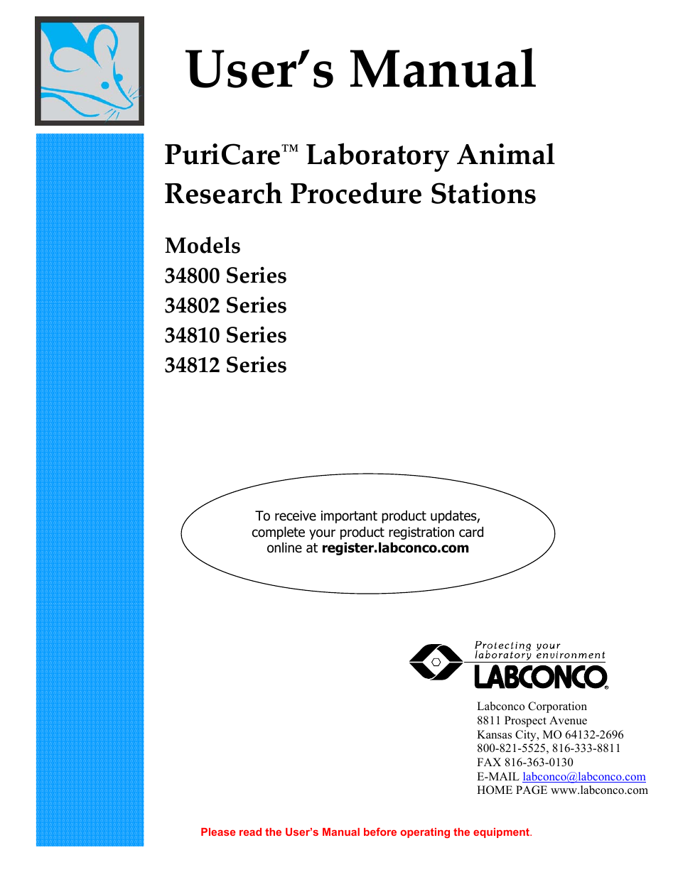 Labconco PuriCare Procedure Stations 38100 User Manual | 70 pages