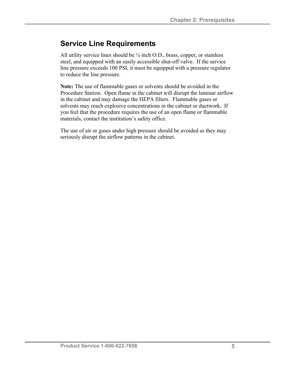 Service line requirements | Labconco PuriCare Procedure Stations 38100 User Manual | Page 10 / 70