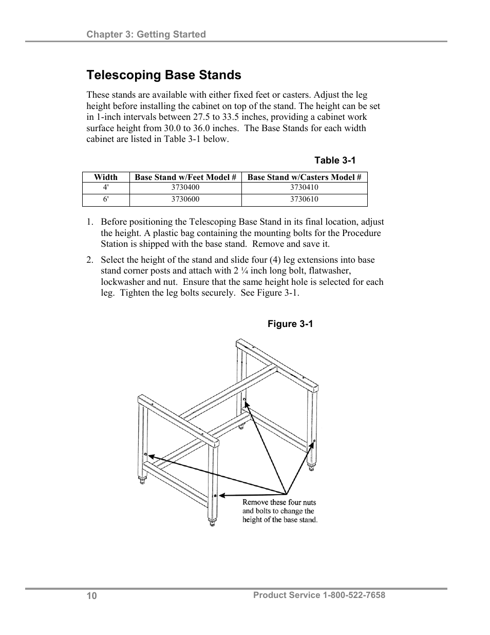 Telescoping base stands | Labconco PuriCare Procedure Stations 38100 User Manual | Page 15 / 70