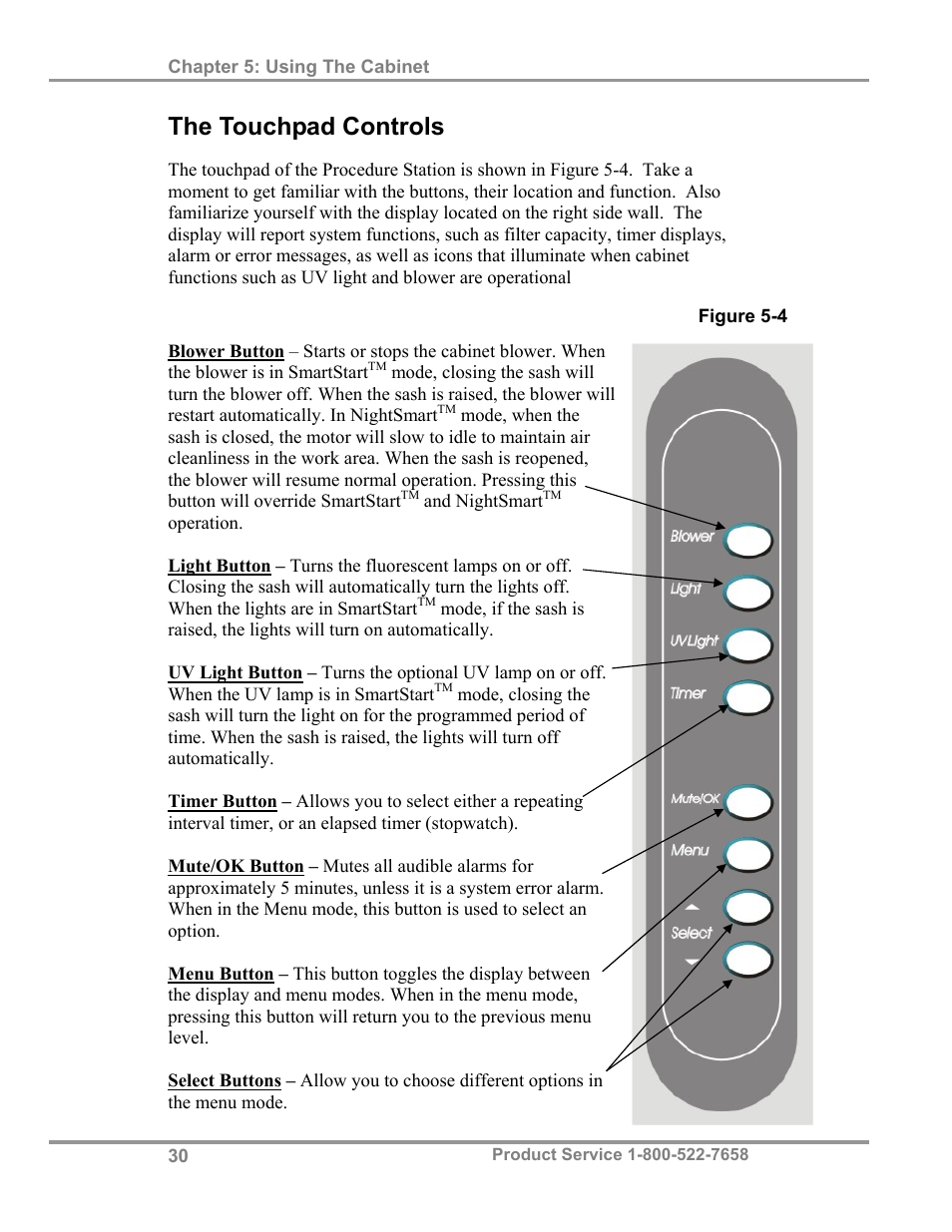 The touchpad controls | Labconco PuriCare Procedure Stations 38100 User Manual | Page 35 / 70