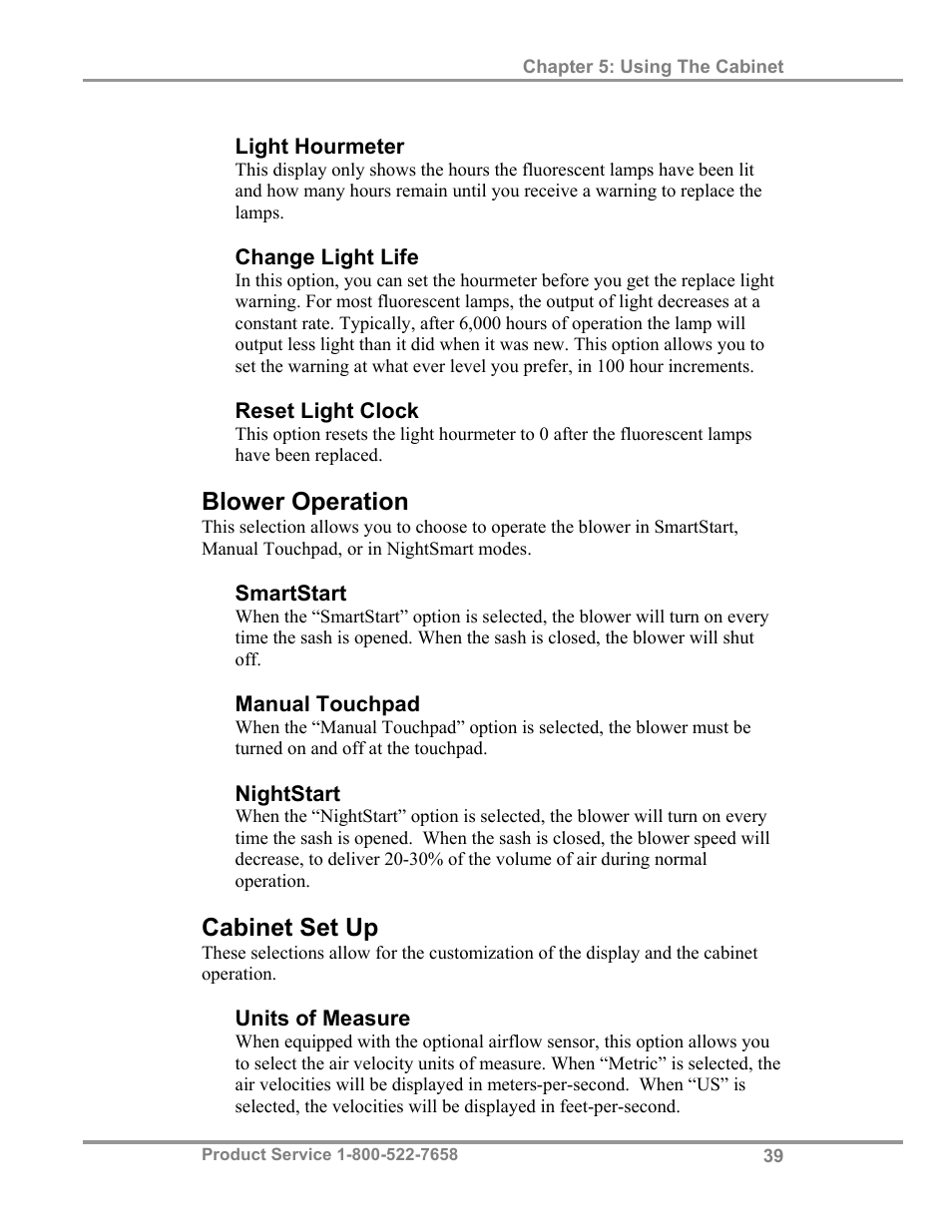 Blower operation, Cabinet set up | Labconco PuriCare Procedure Stations 38100 User Manual | Page 44 / 70