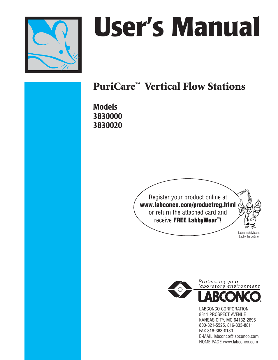 Labconco PuriCare Vertical Flow Stations 3830020 User Manual | 58 pages