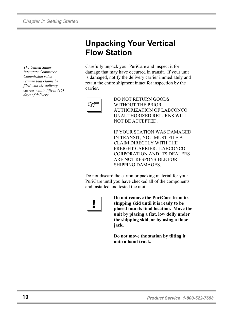 Unpacking your vertical flow station | Labconco PuriCare Vertical Flow Stations 3830020 User Manual | Page 14 / 58