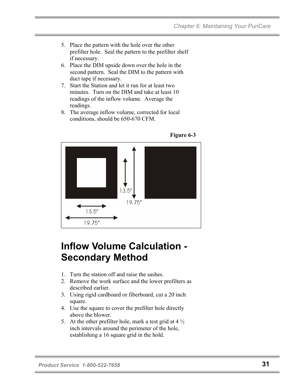 Inflow volume calculation - secondary method | Labconco PuriCare Vertical Flow Stations 3830020 User Manual | Page 35 / 58