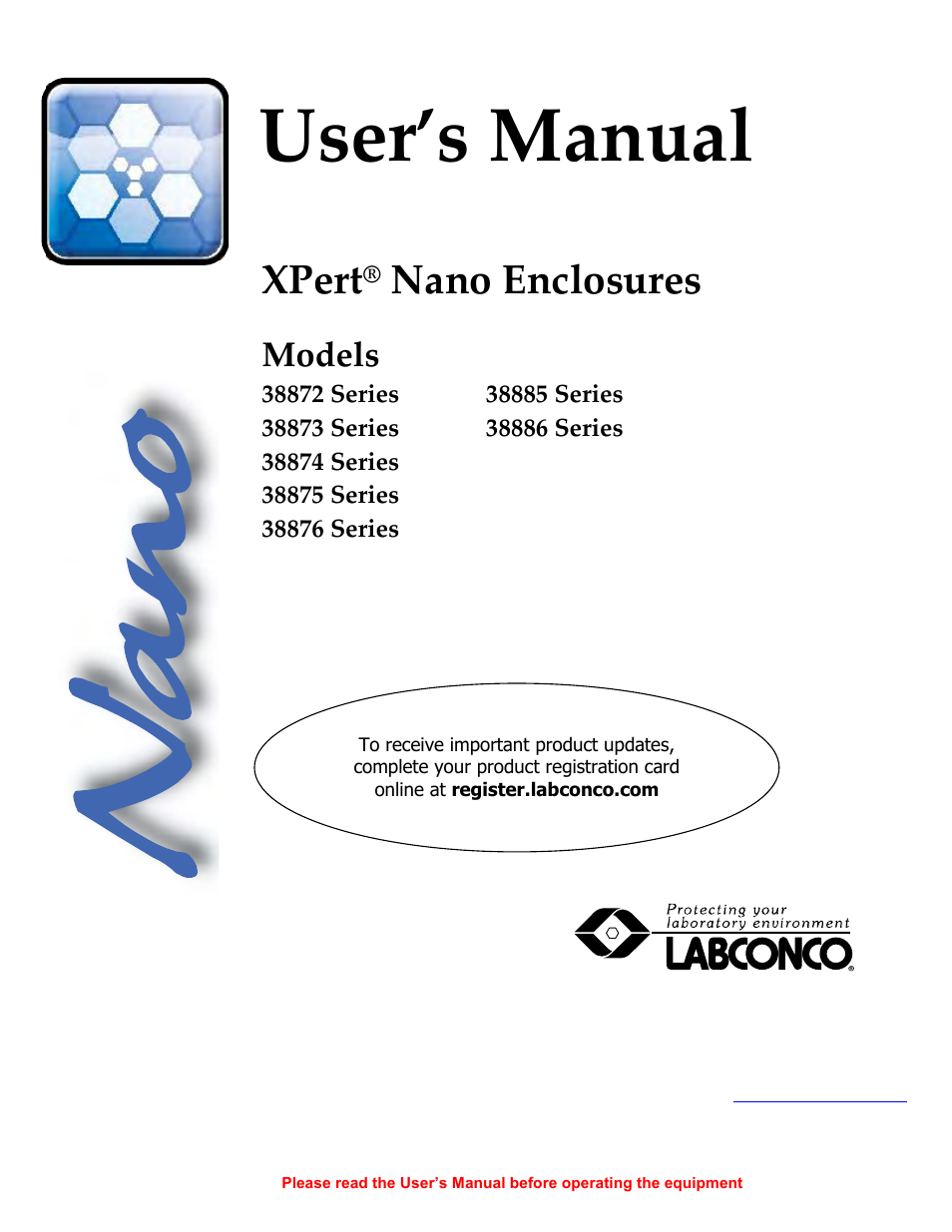 Labconco XPert Nano Enclosures 38876 Series User Manual | 67 pages