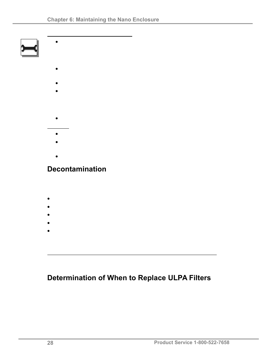 Decontamination, Determination of when to replace ulpa filters | Labconco XPert Nano Enclosures 38876 Series User Manual | Page 33 / 67