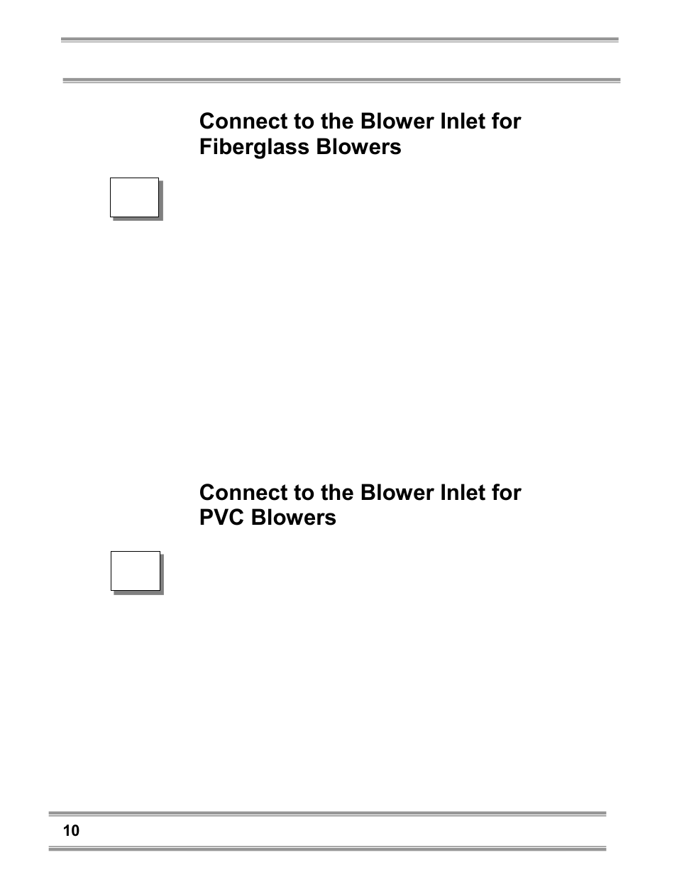 Connect to the blower inlet for fiberglass blowers, Connect to the blower inlet for pvc blowers | Labconco Coated Steel, Fiberglass and PVC Blowers 7183200 User Manual | Page 14 / 65