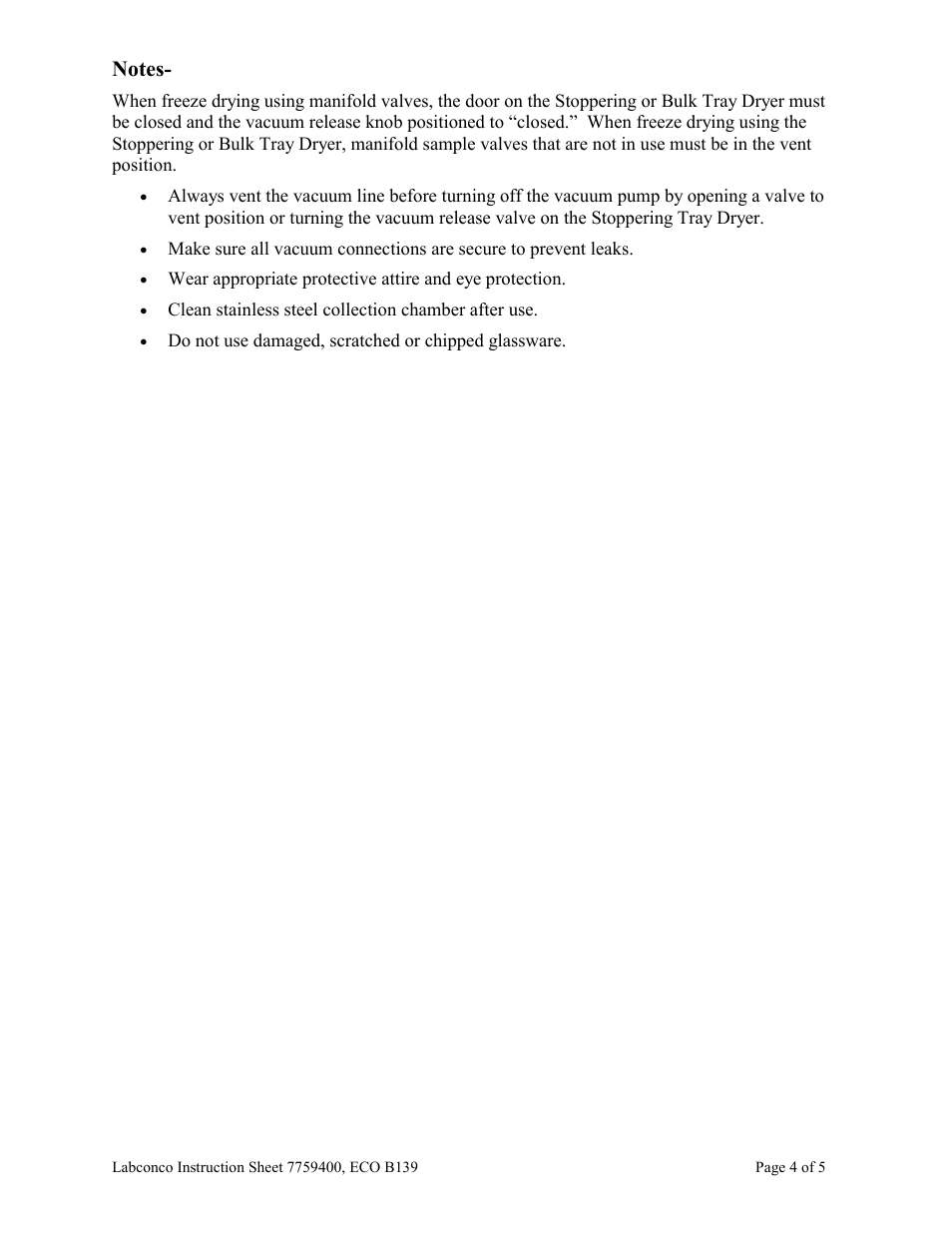 Labconco 6-Port Manifold for FreeZone Stoppering Tray Dryers and Bulk Tray Dryers User Manual | Page 4 / 5