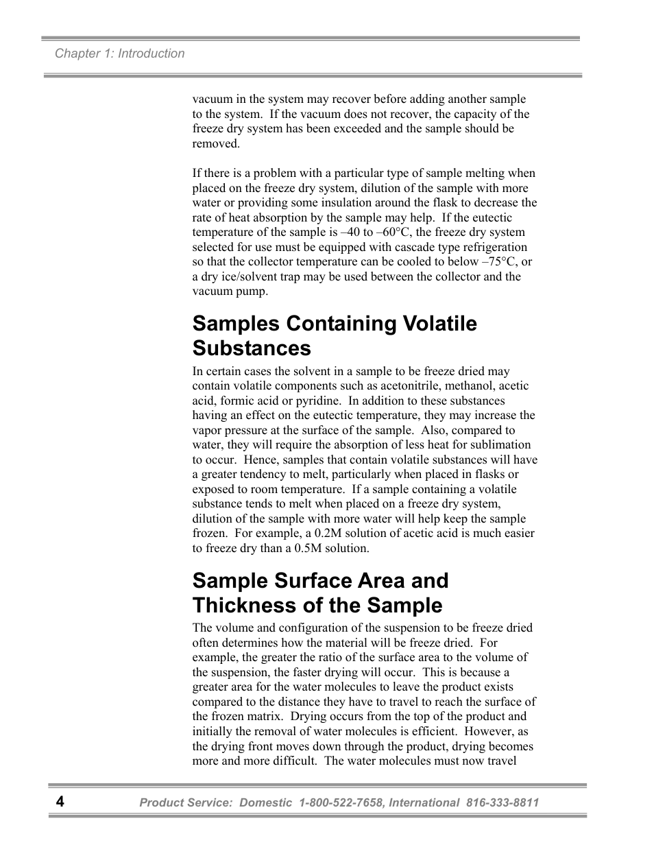 Samples containing volatile substances, Sample surface area and thickness of the sample | Labconco FreeZone Benchtop Freezer User Manual | Page 7 / 27