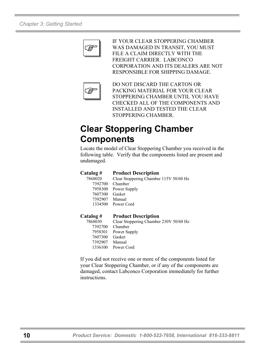 Clear stoppering chamber components | Labconco FreeZone Clear Stoppering Chambers User Manual | Page 14 / 32