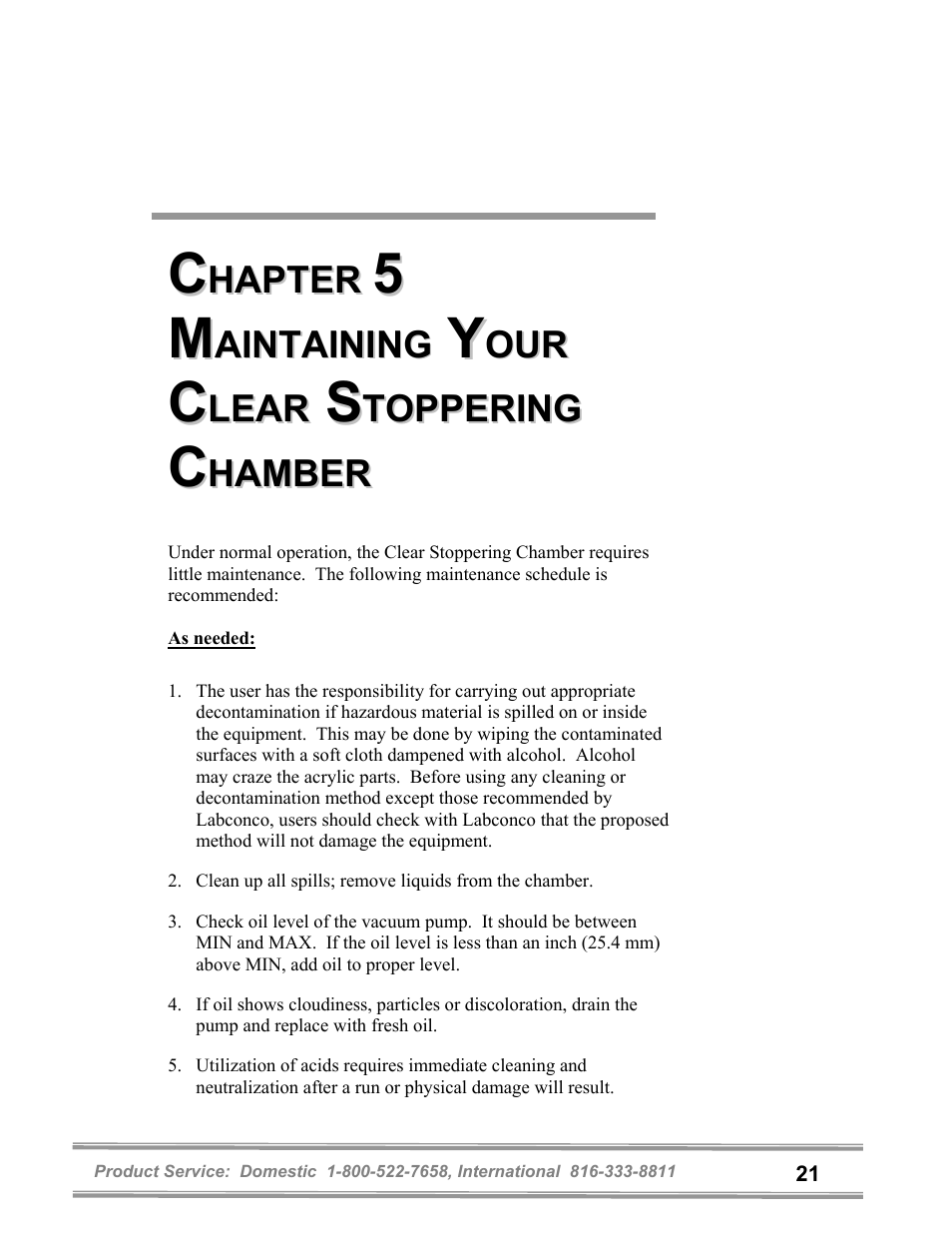 Labconco FreeZone Clear Stoppering Chambers User Manual | Page 25 / 32