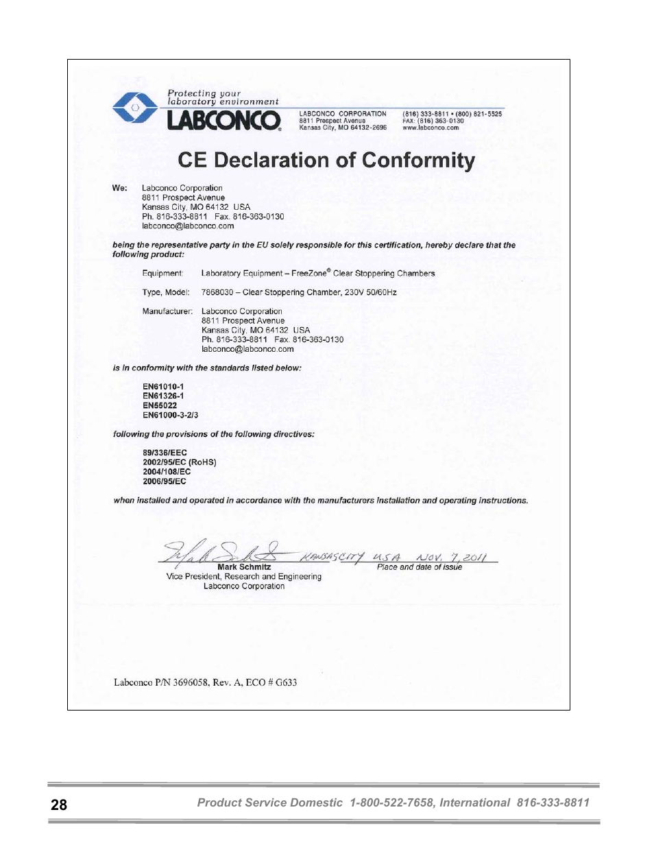 Labconco FreeZone Clear Stoppering Chambers User Manual | Page 32 / 32