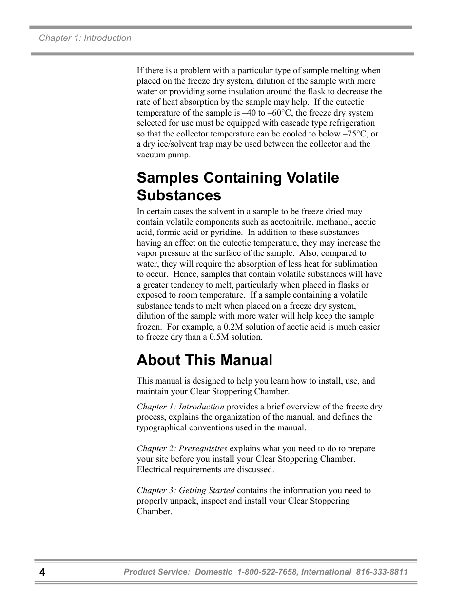 Samples containing volatile substances, About this manual | Labconco FreeZone Clear Stoppering Chambers User Manual | Page 8 / 32