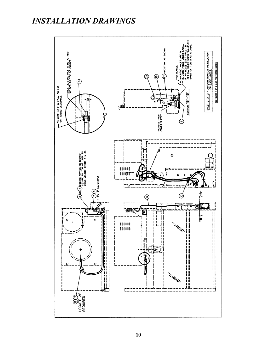 Installation drawings | Labconco Guardian Jr. Airflow Monitor 9743200 Series User Manual | Page 14 / 25